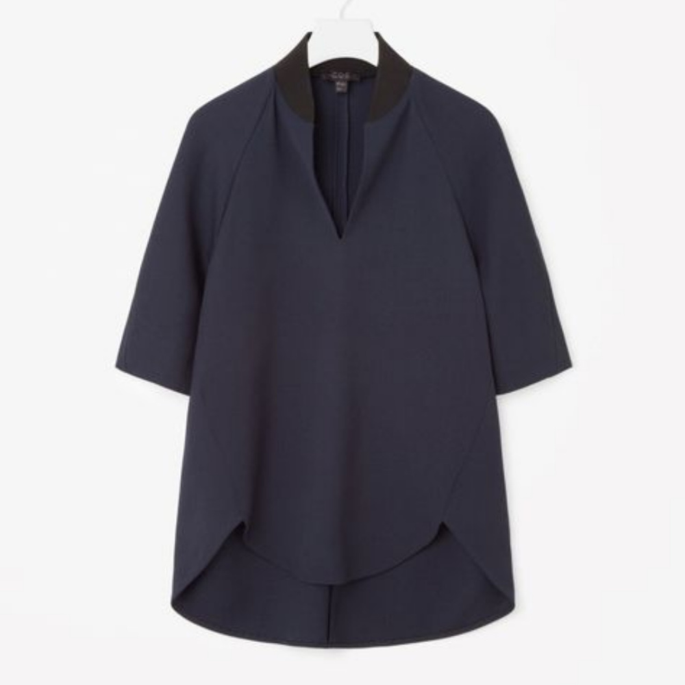 COS Navy/Black Wool Crepe Dress Top